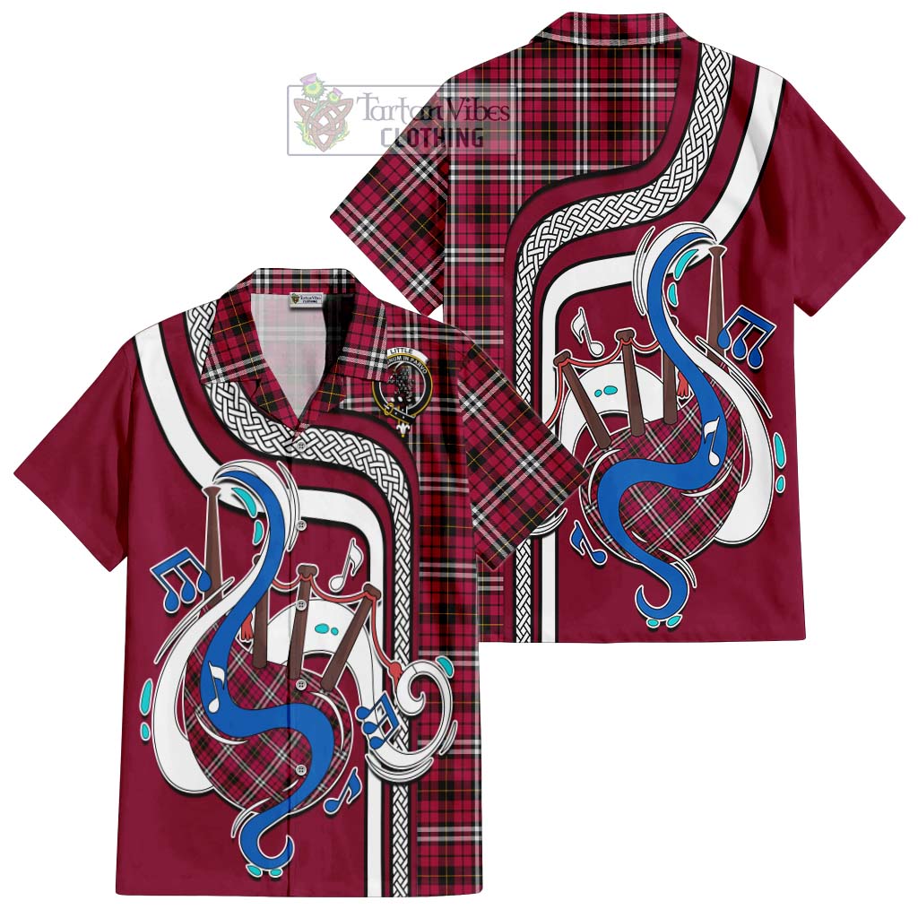 Tartan Vibes Clothing Little Tartan Short Sleeve Button Shirt with Epic Bagpipe Style