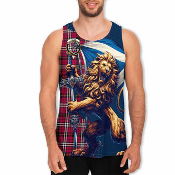 Little Tartan Family Crest Men's Tank Top with Scottish Majestic Lion