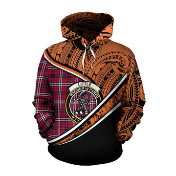 Little Crest Tartan Cotton Hoodie with Polynesian Vibes Style - Orange Version