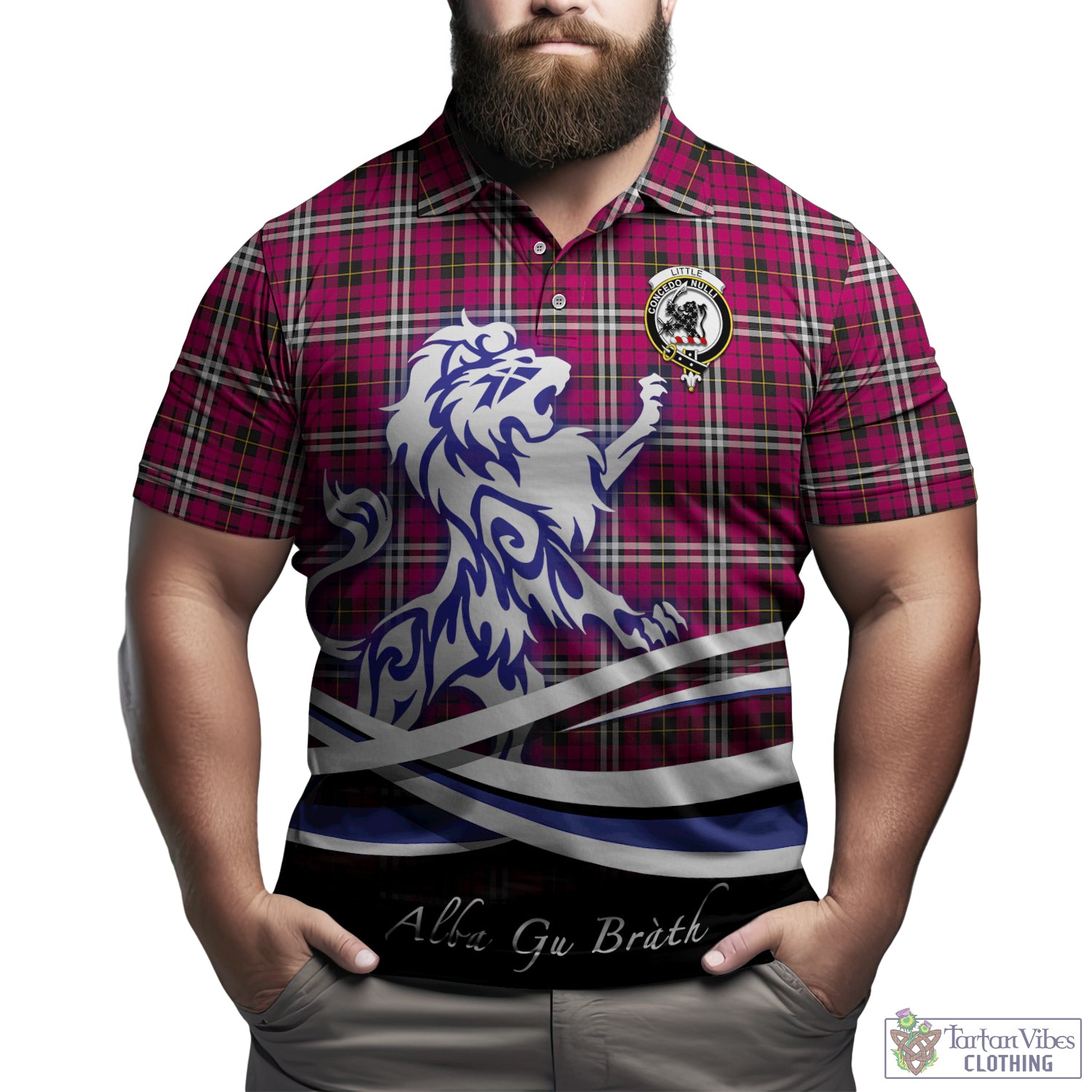 little-tartan-polo-shirt-with-alba-gu-brath-regal-lion-emblem