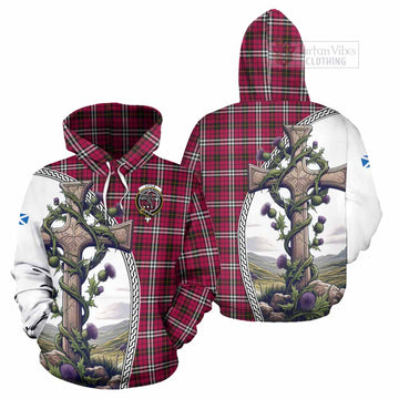 Little Tartan Hoodie with Family Crest and St. Andrew's Cross Accented by Thistle Vines