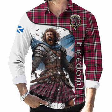 Little Crest Tartan Long Sleeve Button Shirt Inspired by the Freedom of Scottish Warrior