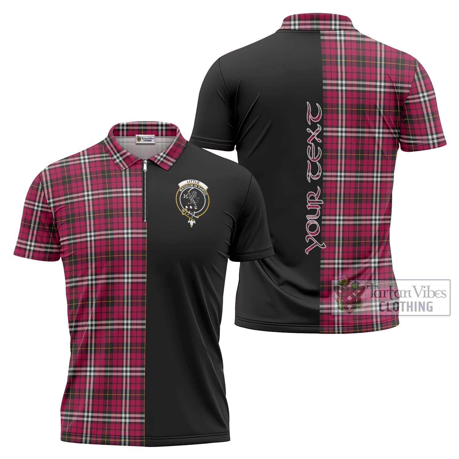 Tartan Vibes Clothing Little Tartan Zipper Polo Shirt with Family Crest and Half Of Me Style