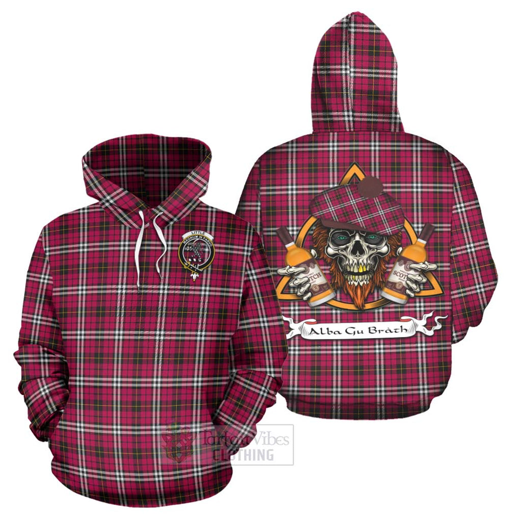 Tartan Vibes Clothing Little Tartan Hoodie with Family Crest and Bearded Skull Holding Bottles of Whiskey