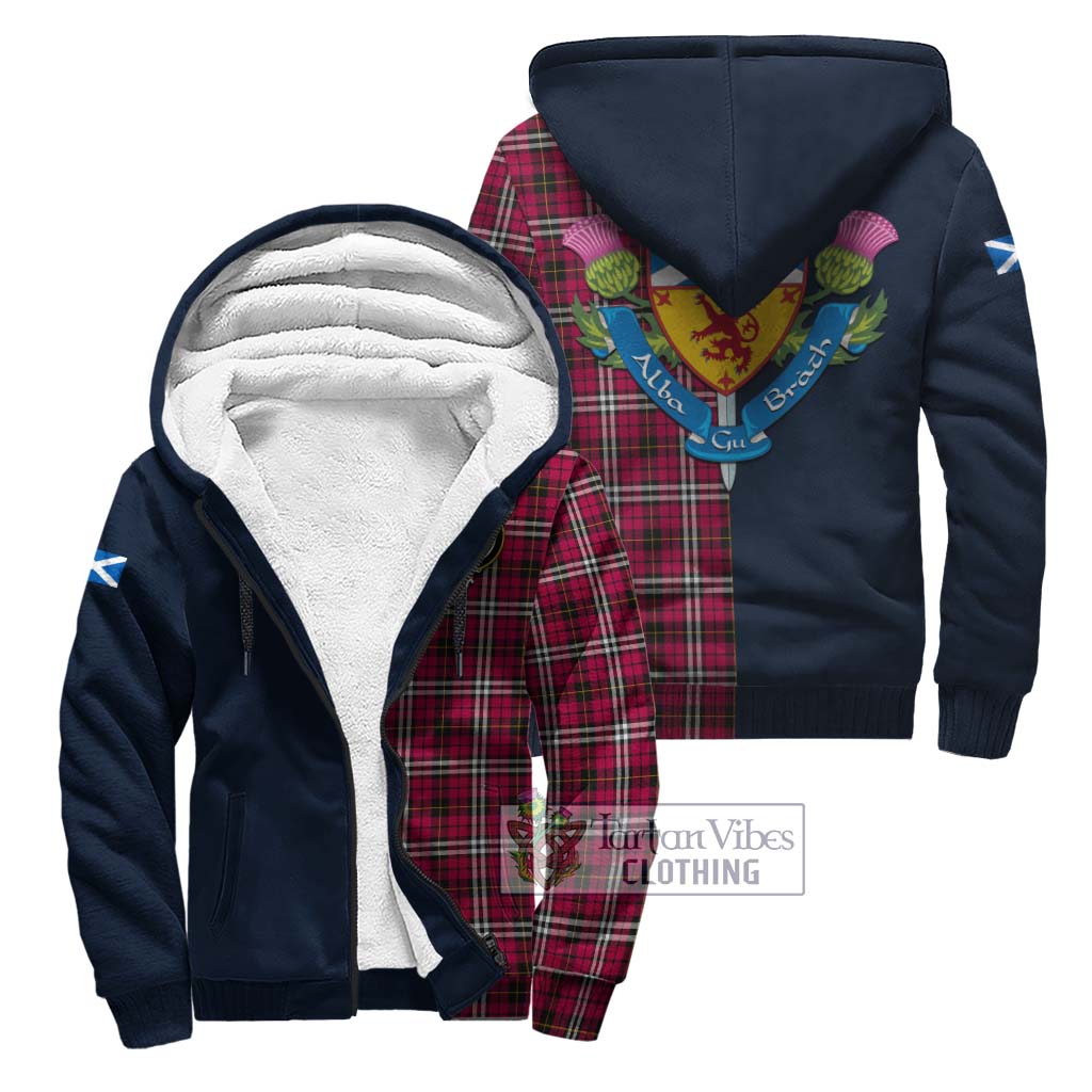 Tartan Vibes Clothing Little Tartan Sherpa Hoodie with Scottish Lion Royal Arm Half Style