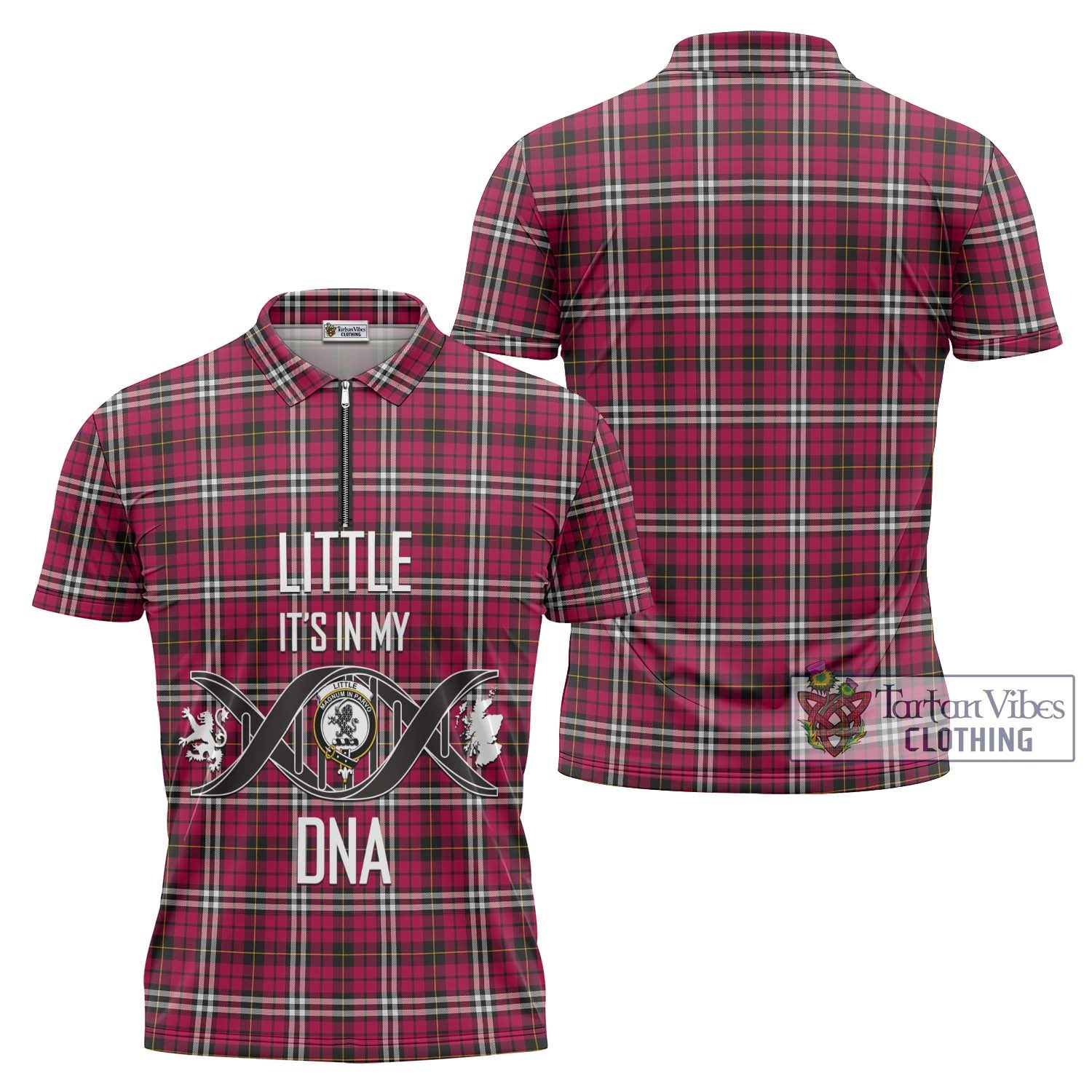 Tartan Vibes Clothing Little Tartan Zipper Polo Shirt with Family Crest DNA In Me Style