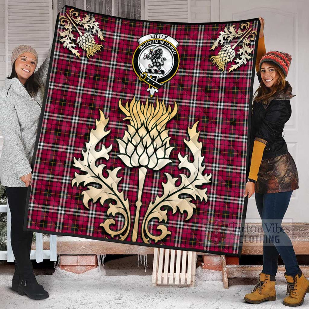 Tartan Vibes Clothing Little Tartan Quilt with Family Crest and Golden Thistle Style