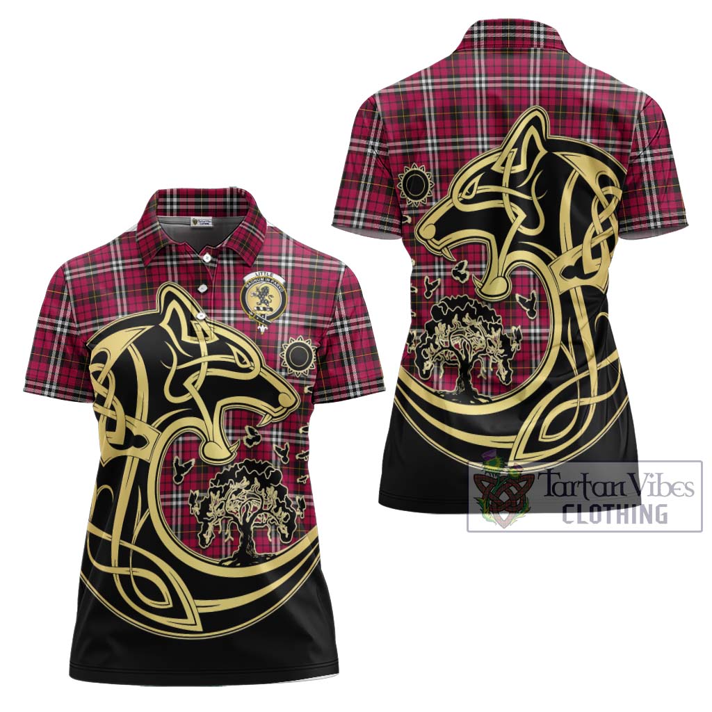 Tartan Vibes Clothing Little Tartan Women's Polo Shirt with Family Crest Celtic Wolf Style