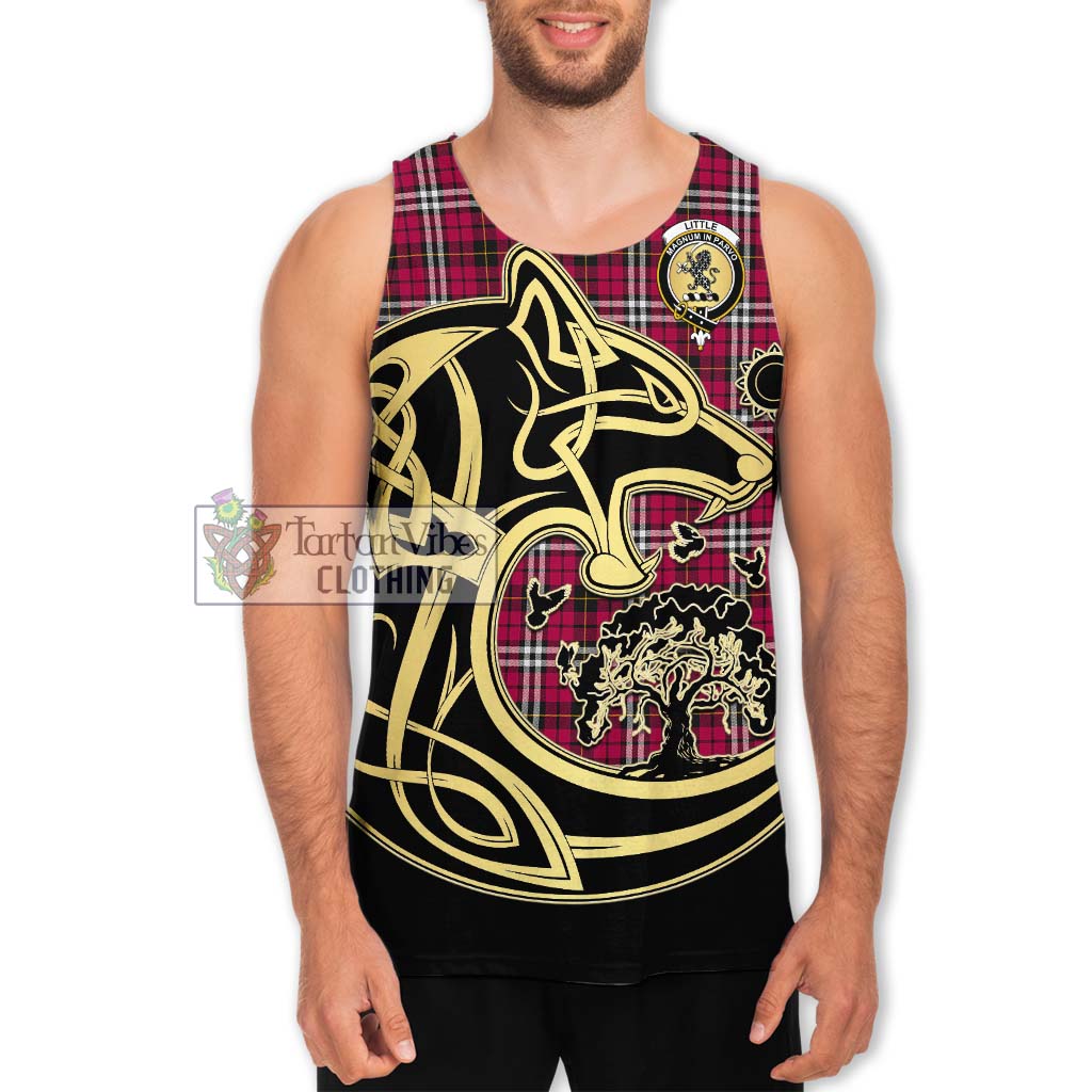 Tartan Vibes Clothing Little Tartan Men's Tank Top with Family Crest Celtic Wolf Style