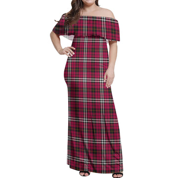 Little Tartan Off Shoulder Long Dress