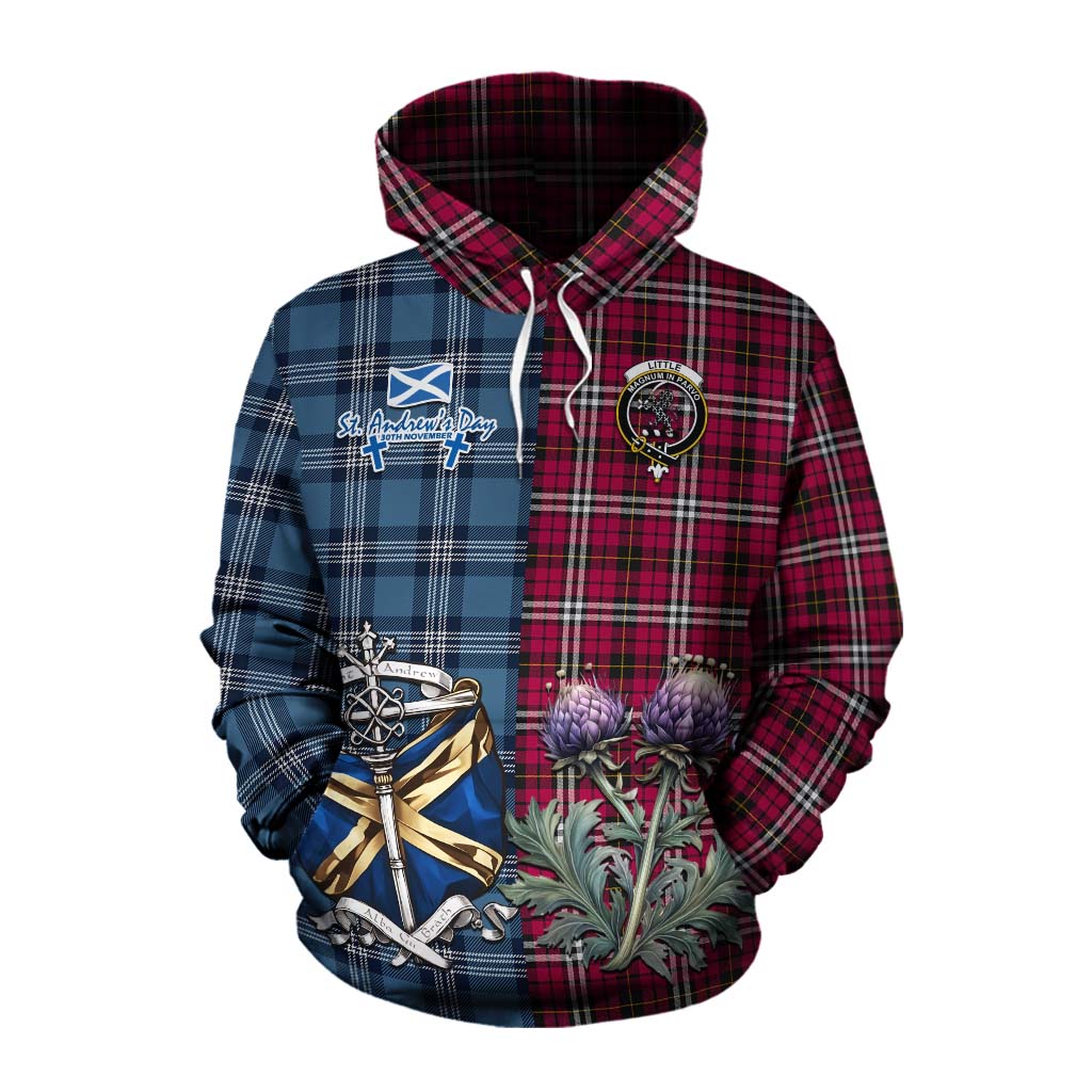 Tartan Vibes Clothing Little Tartan Cotton Hoodie Happy St. Andrew's Day Half Tartan Style