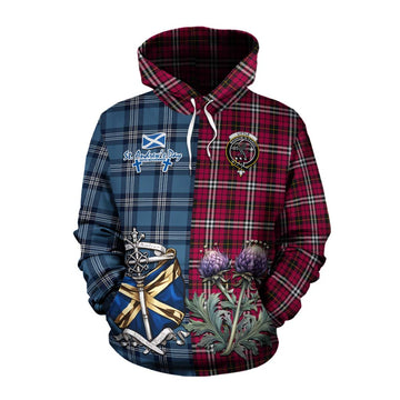 Little Tartan Cotton Hoodie Happy St. Andrew's Day Half Tartan Style