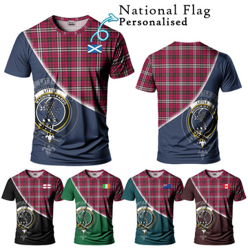 Little Tartan T-Shirt with Personalised National Flag and Family Crest Half Style