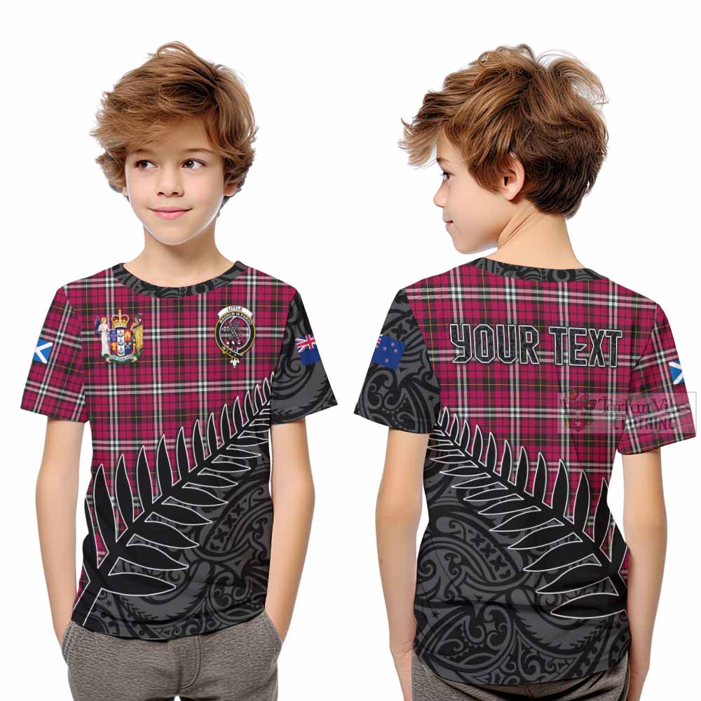 Tartan Vibes Clothing Little Crest Tartan Kid T-Shirt with New Zealand Silver Fern Half Style