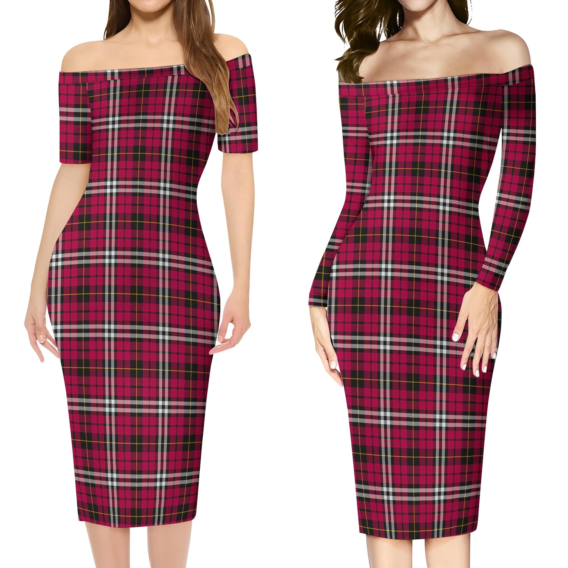 Little Tartan Off Shoulder Lady Dress Women's Dress - Tartanvibesclothing