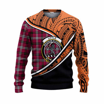 Little Crest Tartan Knitted Sweater with Polynesian Vibes Style - Orange Version