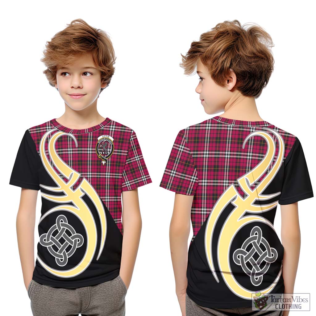 Tartan Vibes Clothing Little Tartan Kid T-Shirt with Family Crest and Celtic Symbol Style