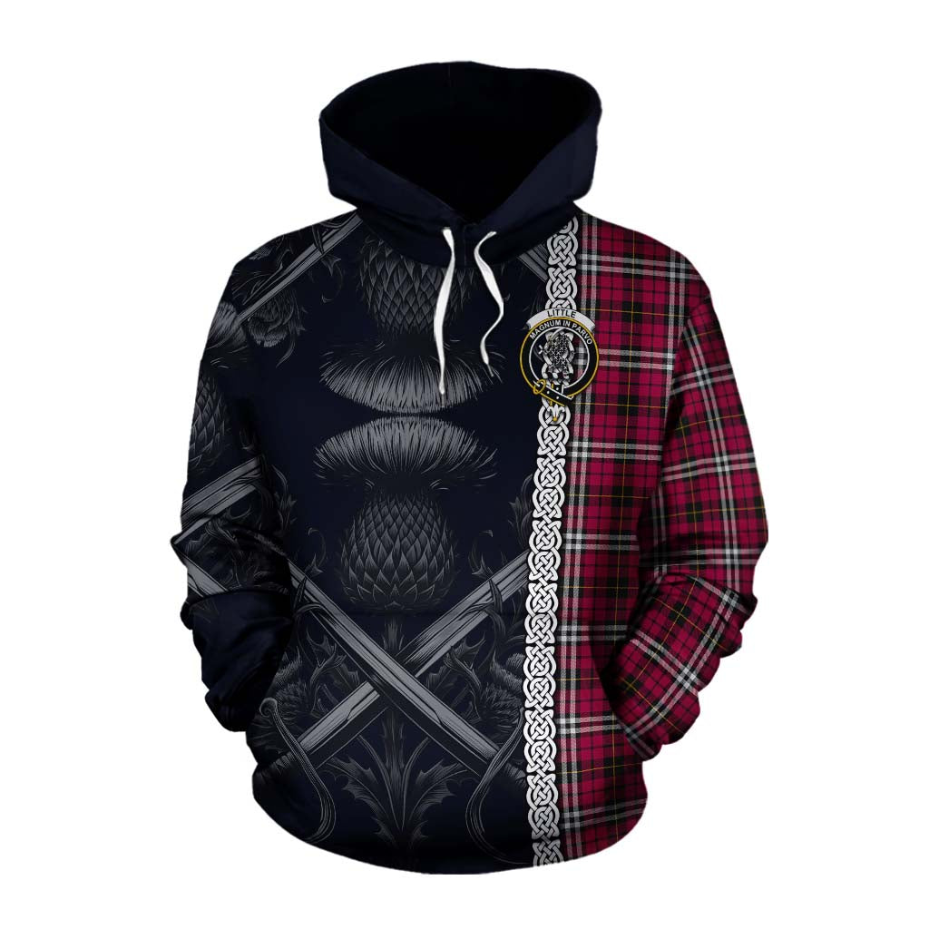 Tartan Vibes Clothing Little Tartan Cotton Hoodie with Family Crest Cross Sword Thistle Celtic Vibes