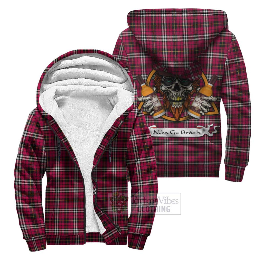 Tartan Vibes Clothing Little Tartan Sherpa Hoodie with Family Crest and Bearded Skull Holding Bottles of Whiskey