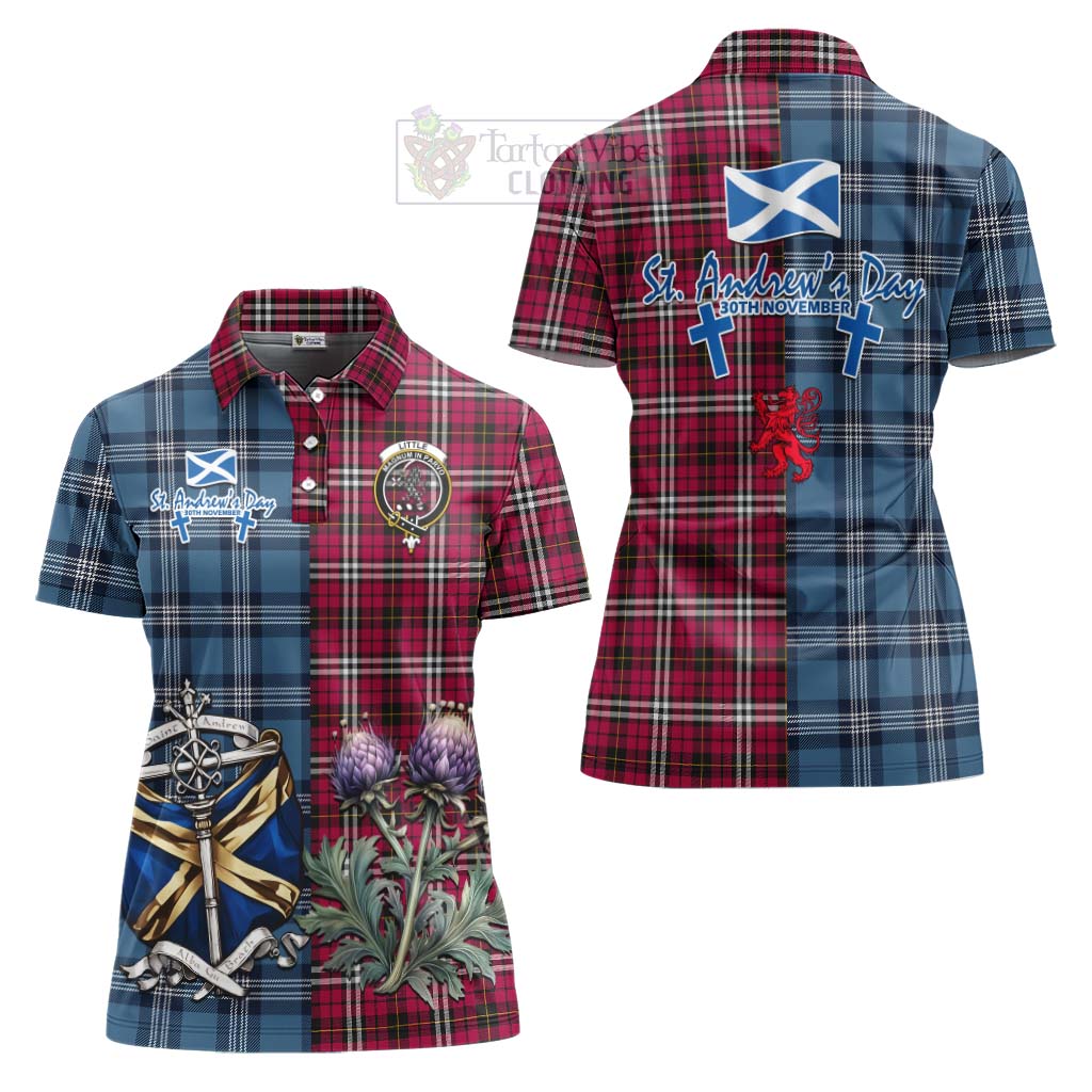 Tartan Vibes Clothing Little Tartan Women's Polo Shirt Happy St. Andrew's Day Half Tartan Style