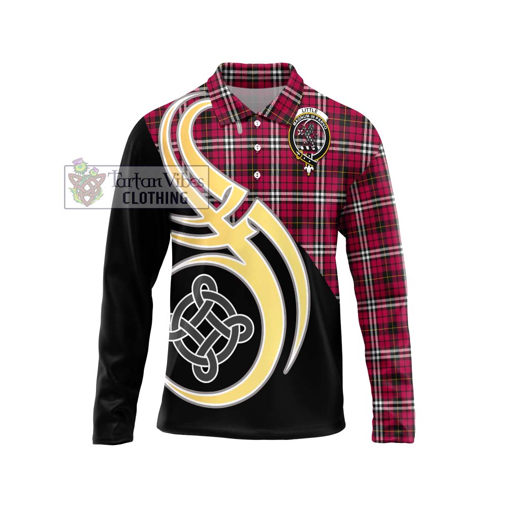 Tartan Vibes Clothing Little Tartan Long Sleeve Polo Shirt with Family Crest and Celtic Symbol Style