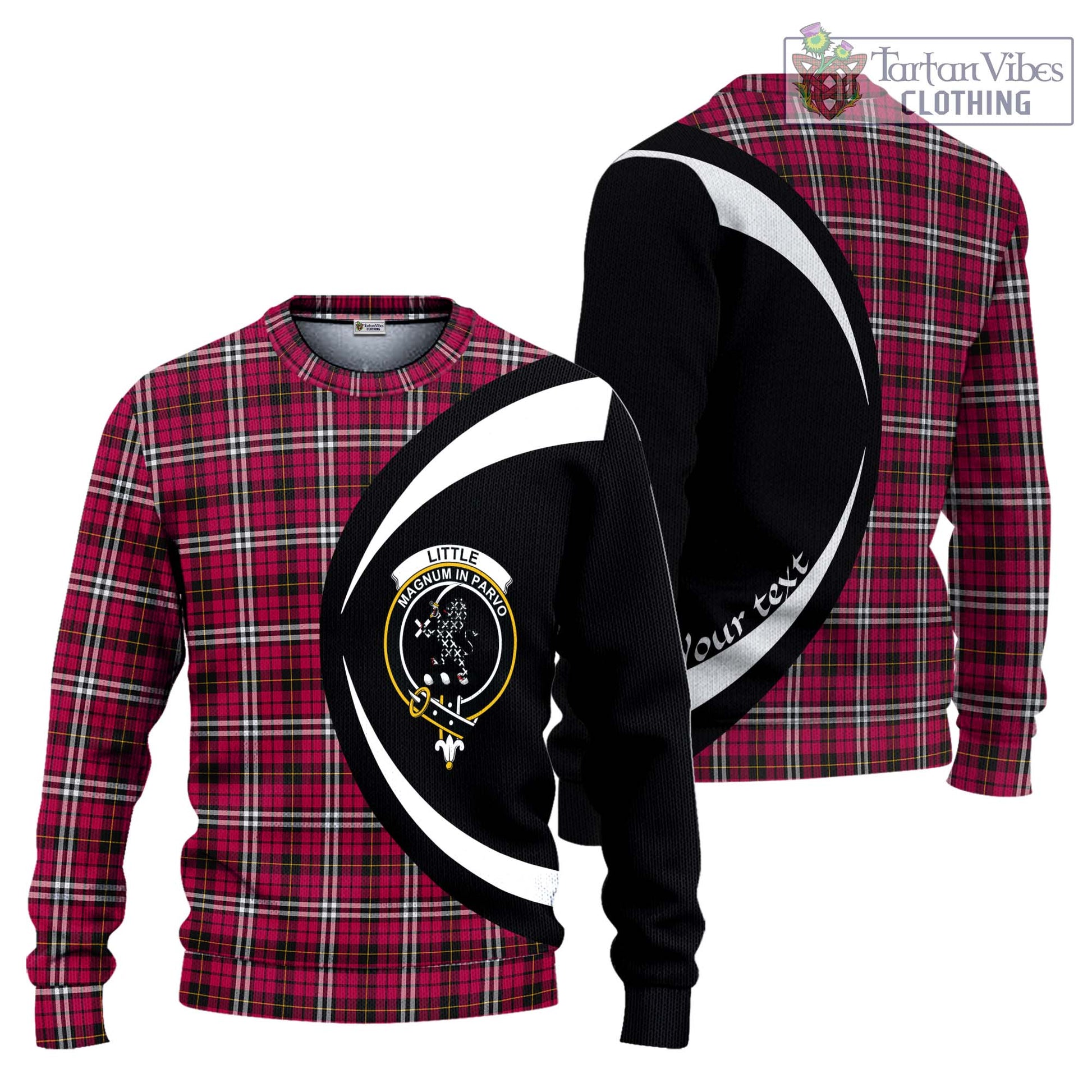 Little Tartan Ugly Sweater with Family Crest Circle Style Unisex - Tartan Vibes Clothing