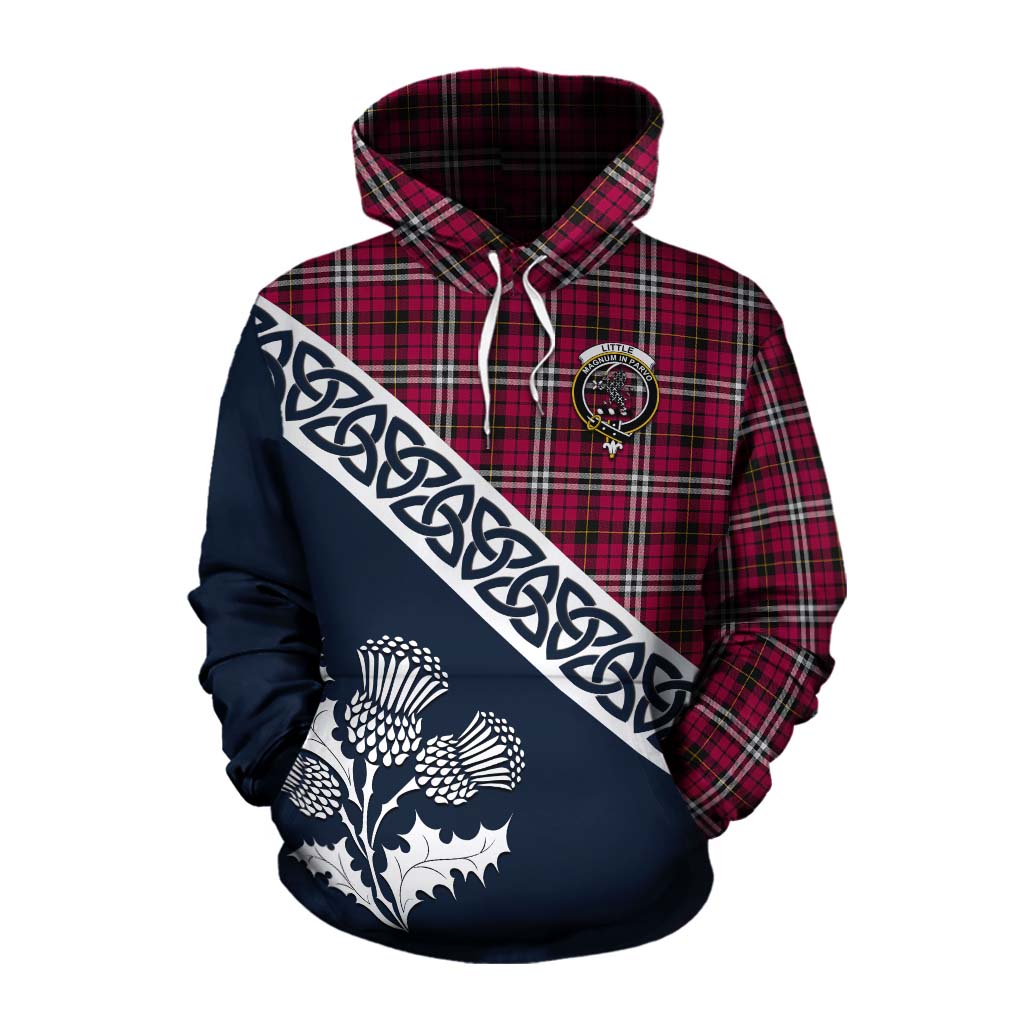 Tartan Vibes Clothing Little Tartan Cotton Hoodie Featuring Thistle and Scotland Map