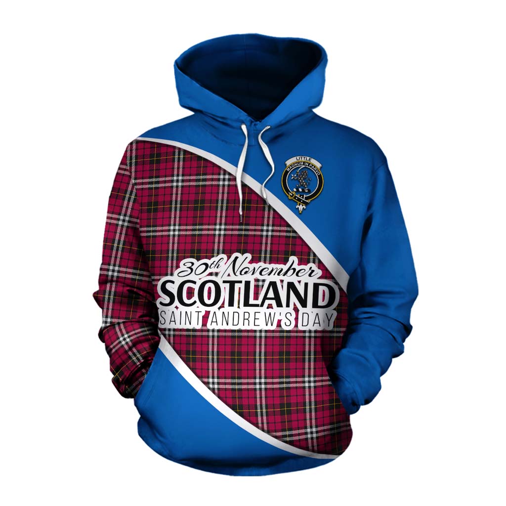 Tartan Vibes Clothing Little Family Crest Tartan Cotton Hoodie Celebrate Saint Andrew's Day in Style