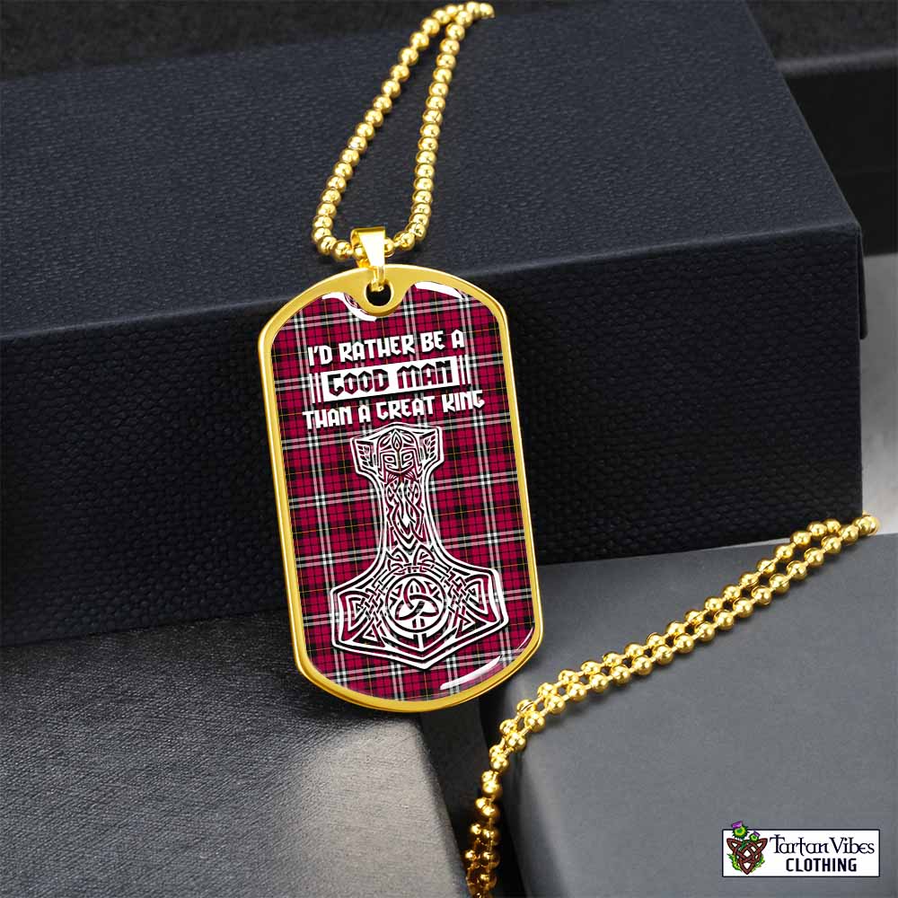 Tartan Vibes Clothing Little Tartan Dog Tag Necklace Viking Mjolnir Style