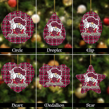 Little Tartan Christmas Ornaments with Scottish Gnome Playing Bagpipes