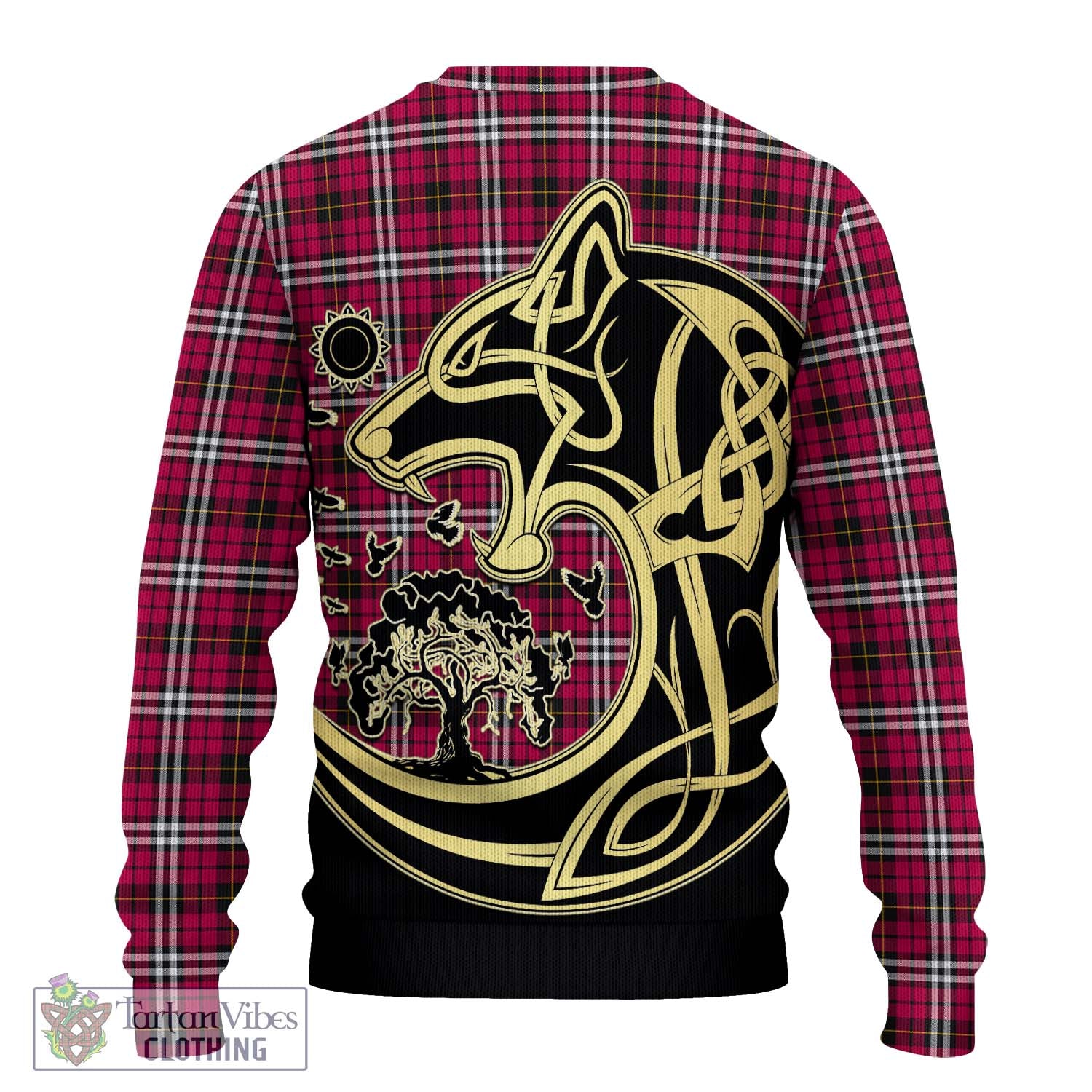 Tartan Vibes Clothing Little Tartan Knitted Sweater with Family Crest Celtic Wolf Style