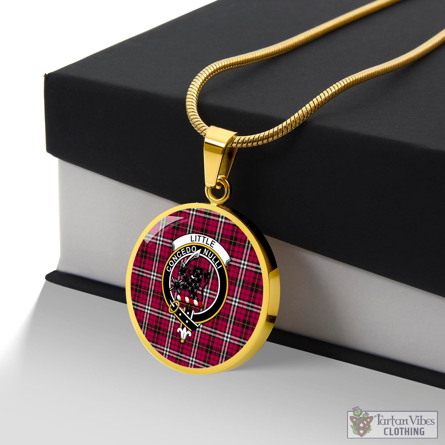 Tartan Vibes Clothing Little Tartan Circle Necklace with Family Crest