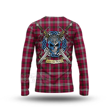 Little Tartan Long Sleeve T-Shirt with Family Crest Celtic Skull Style