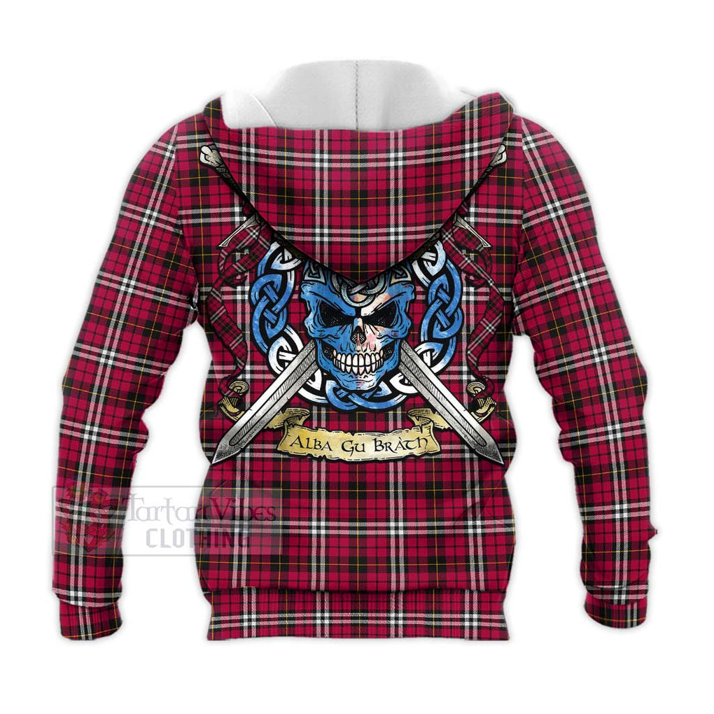 Tartan Vibes Clothing Little Tartan Knitted Hoodie with Family Crest Celtic Skull Style