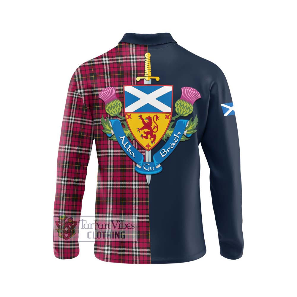 Tartan Vibes Clothing Little Tartan Long Sleeve Polo Shirt with Scottish Lion Royal Arm Half Style