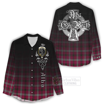 Little Tartan Women's Casual Shirt Featuring Alba Gu Brath Family Crest Celtic Inspired