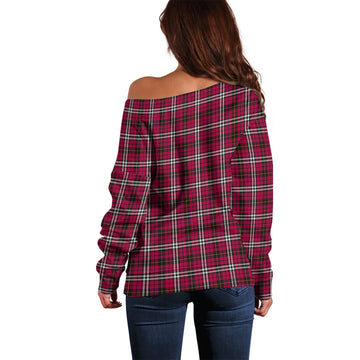 Little Tartan Off Shoulder Women Sweater