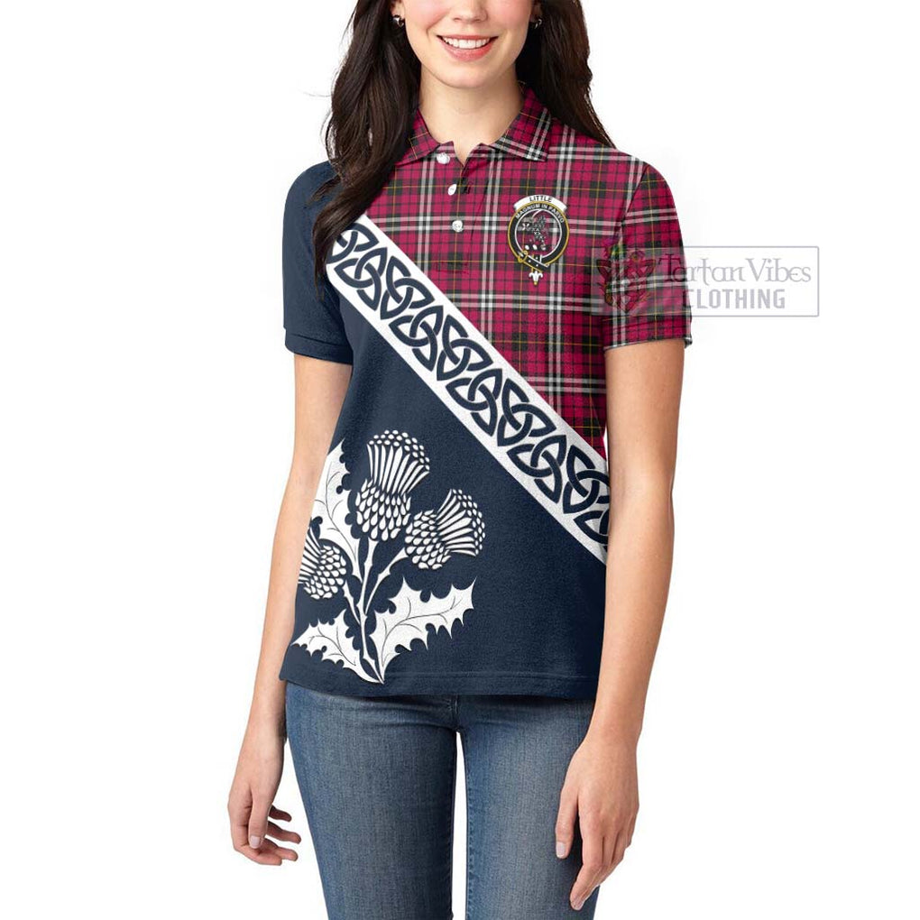 Tartan Vibes Clothing Little Tartan Women's Polo Shirt Featuring Thistle and Scotland Map