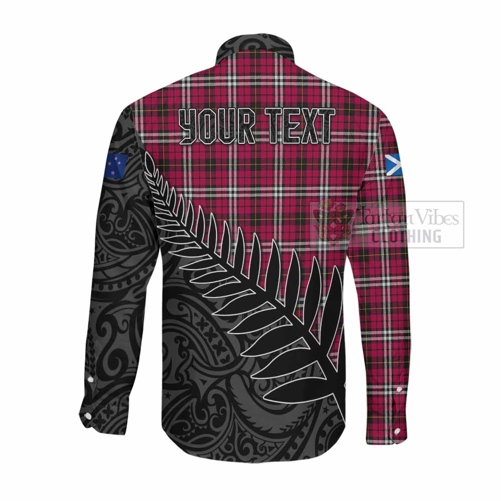 Little Crest Tartan Long Sleeve Button Shirt with New Zealand Silver Fern Half Style Men's Shirt - Tartan Vibes Clothing