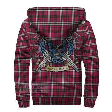Little Tartan Sherpa Hoodie with Family Crest Celtic Skull Style - Tartan Vibes Clothing
