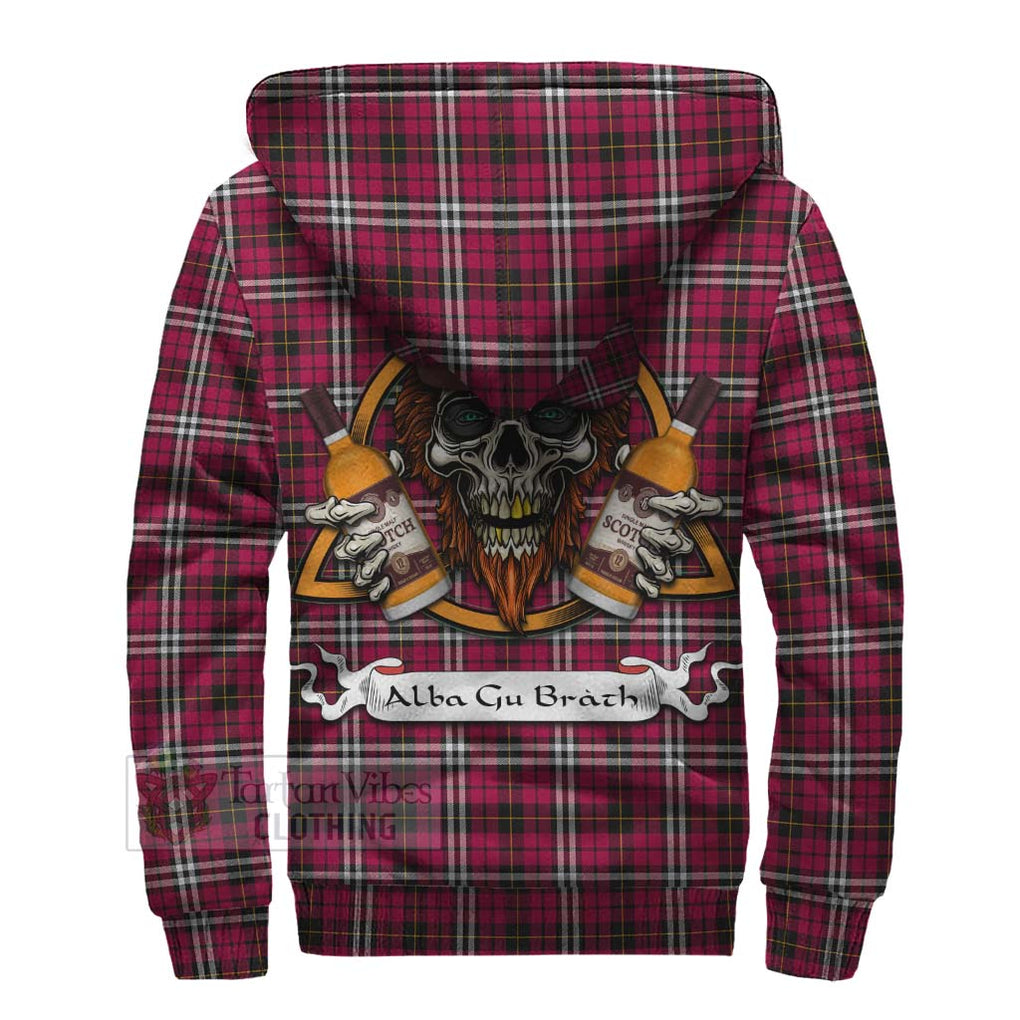 Tartan Vibes Clothing Little Tartan Sherpa Hoodie with Family Crest and Bearded Skull Holding Bottles of Whiskey