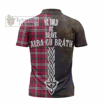 Little Tartan Family Crest Zipper Polo Shirt Alba Gu Brath Be Brave Lion Ancient Style - Tartan Vibes Clothing