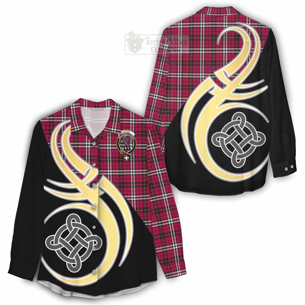 Tartan Vibes Clothing Little Tartan Women's Casual Shirt with Family Crest and Celtic Symbol Style