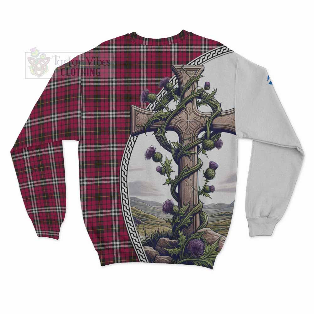 Tartan Vibes Clothing Little Tartan Sweatshirt with Family Crest and St. Andrew's Cross Accented by Thistle Vines