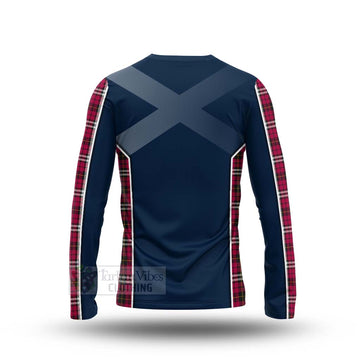 Little Tartan Long Sleeve T-Shirt with Family Crest and Scottish Thistle Vibes Sport Style