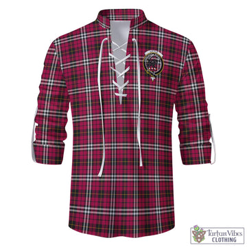 Little Tartan Men's Scottish Traditional Jacobite Ghillie Kilt Shirt with Family Crest