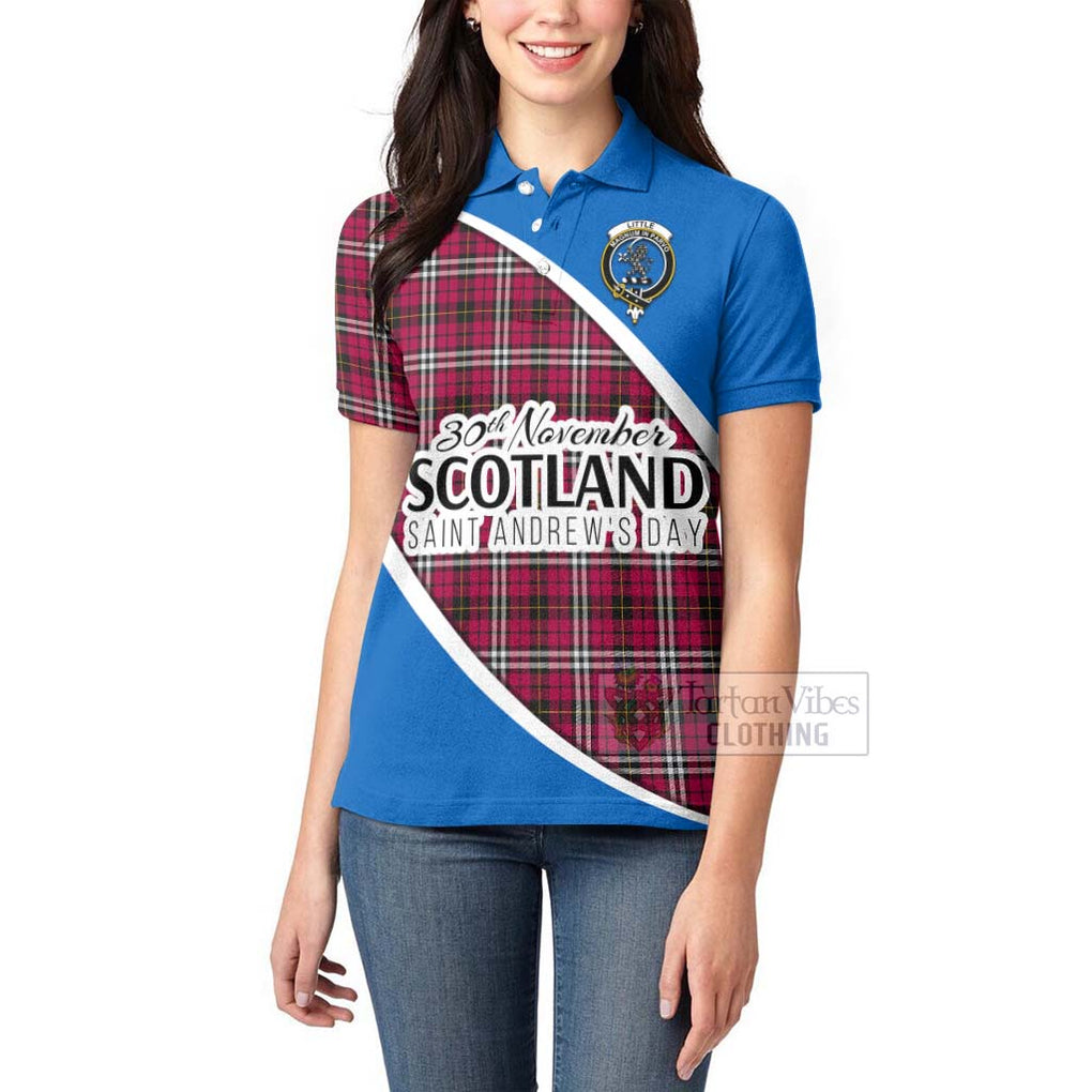 Tartan Vibes Clothing Little Family Crest Tartan Women's Polo Shirt Celebrate Saint Andrew's Day in Style