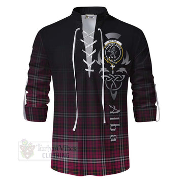 Little Tartan Ghillie Kilt Shirt Featuring Alba Gu Brath Family Crest Celtic Inspired