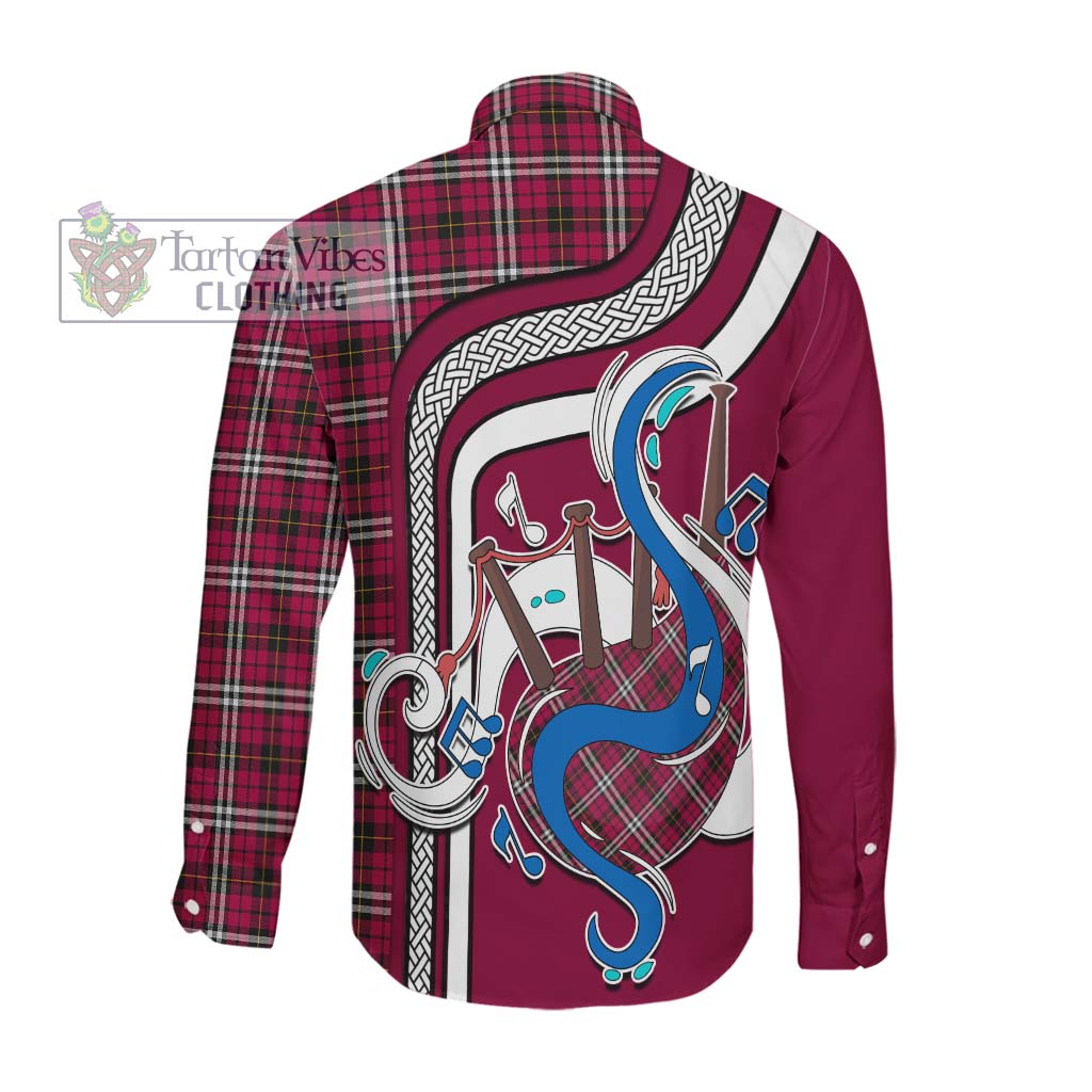 Tartan Vibes Clothing Little Tartan Long Sleeve Button Shirt with Epic Bagpipe Style