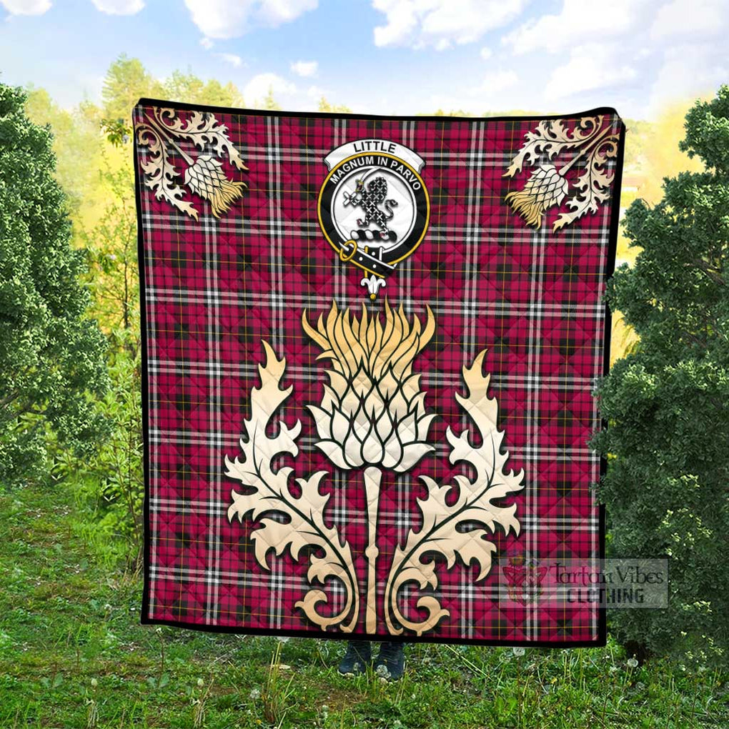 Tartan Vibes Clothing Little Tartan Quilt with Family Crest and Golden Thistle Style